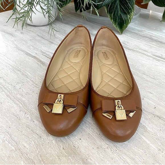 MICHAEL Michael Kors Brown Flats with Gold Accents - Picture 11 of 13